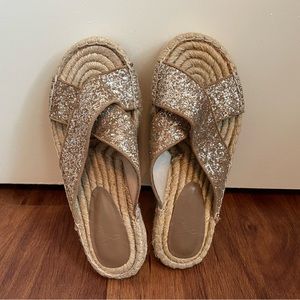 Joie Ianna Espadrille Sandal in Gold Glitter